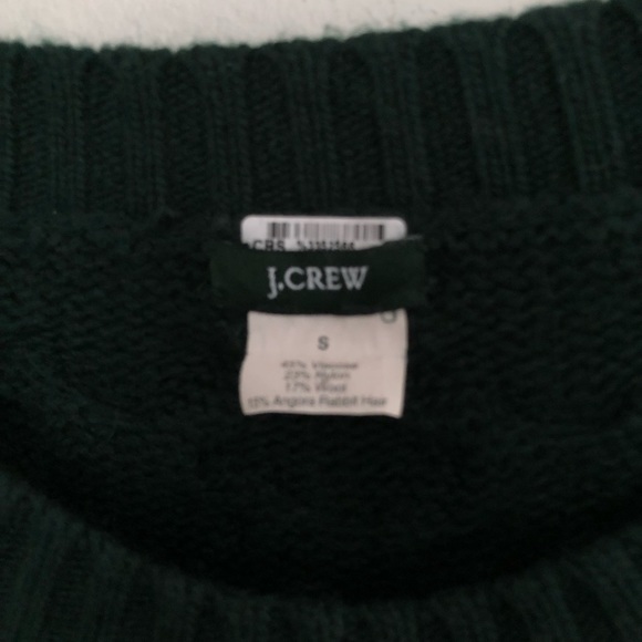 J Crew Heavy Cable Sweater Dark Green Crew small women’s - Picture 4 of 6